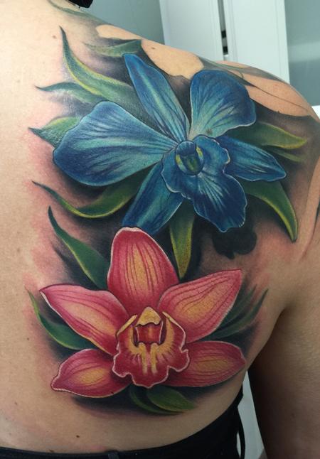 David Mushaney - Colorful Orchid Cover-Up Tattoo